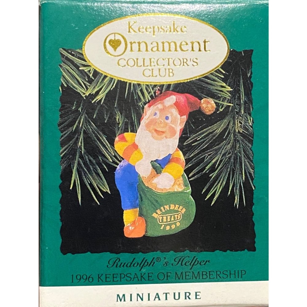1996 Rudolph’s Helper Hallmark Miniature Collector’s Club Ornament